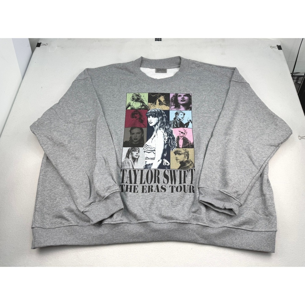 Taylor Swift The Eras Tour Heather Grey Crewneck Sweatshirt 4XL Official Merch